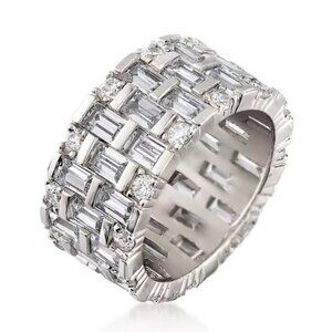 925 Sterling Silver White Sapphire  Wedding Band Ring